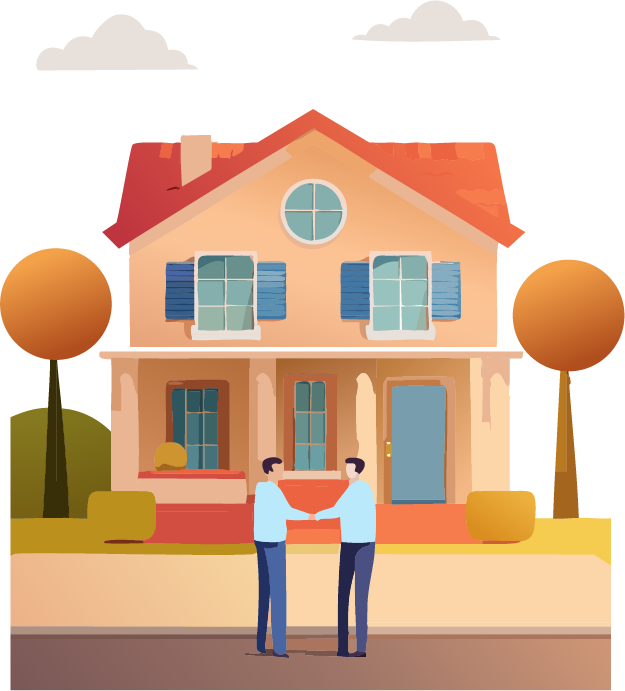 deux hommes se serrant la main pour l'achat d'une maison